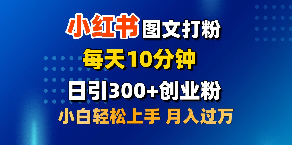 2月小红书图文打粉，每天10分钟，日引300+创业粉，小白轻松月入过万