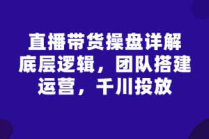 直播带货操盘详解：底层逻辑，团队搭建，运营，千川投放