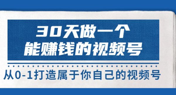 30天做一个能赚钱的视频号，从0-1打造属于你自己的视频号 (14节-价值199)