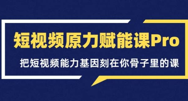 短视频原力赋能课Pro，把短视频能力基因刻在你骨子里的课（价值4999元）