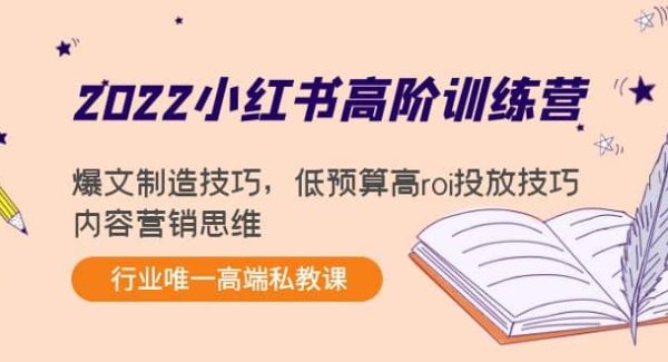 2022小红书高阶训练营：爆文制造技巧，低预算高roi投放技巧，内容营销思维