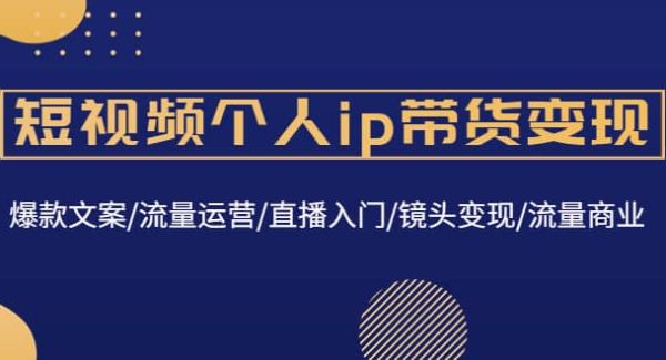 短视频个人ip带货变现：爆款文案/流量运营/直播入门/镜头变现/流量商业