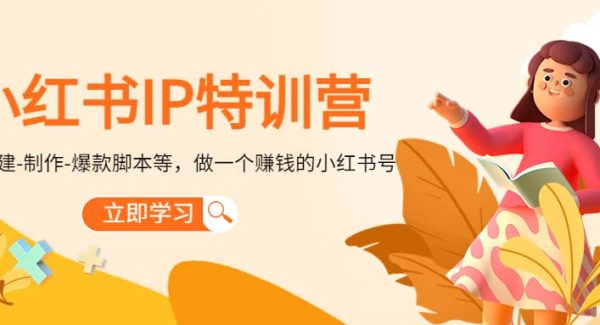 小红书IP特训营：从搭建-制作-爆款脚本等等，做一个赚钱的小红书号