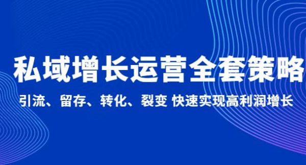 私域增长运营全套策略：引流、留存、转化、裂变 快速实现高利润增长