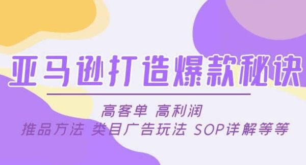 亚马逊打造爆款秘诀：高客单 高利润 推品方法 类目广告玩法 SOP详解等等