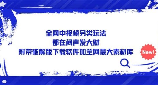 全网中视频另类玩法，都在闷声发大财，附带下载软件加全网最大素材库