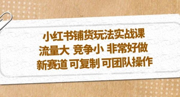 小红书铺货玩法实战课，流量大 竞争小 非常好做 新赛道 可复制 可团队操作