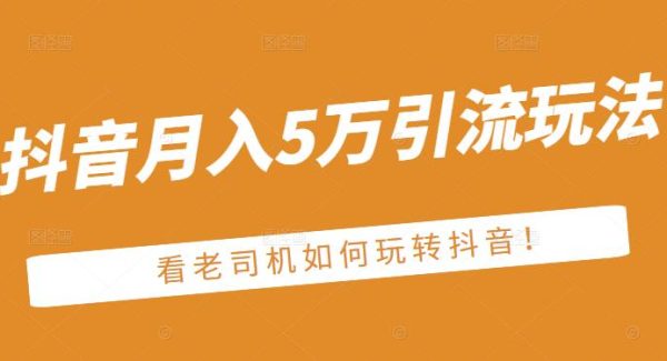 老古董·抖音月入5万引流玩法，看看老司机如何玩转抖音(附赠：抖音另类引流思路)