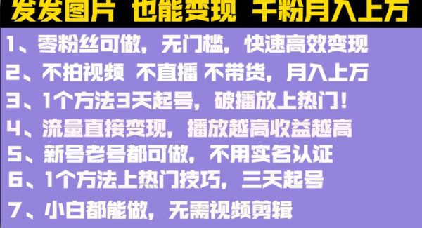 抖音发图就能赚钱：千粉月入上万实操文档，全是干货