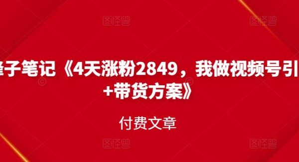 峰子笔记《4天涨粉2849，我做视频号引流 带货方案》付费文章