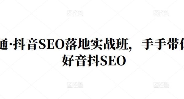 王通·抖音SEO落地实战班，手‬手带你做好音抖‬‬SEO