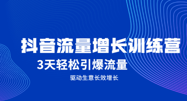 抖音流量增长训练营，3天轻松引爆流量，驱动生意长效增长