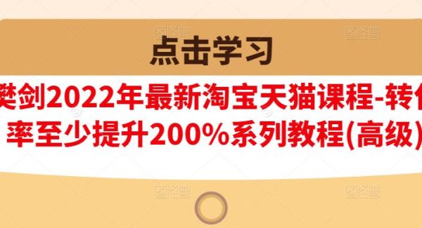 樊剑2022年最新淘宝天猫课程-转化率至少提升200%系列教程(高级)