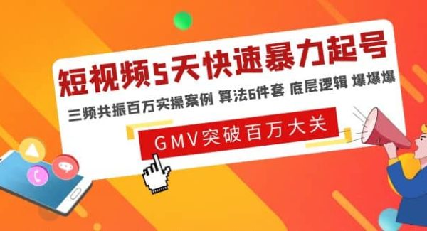 短视频5天快速暴力起号，三频共振百万实操案例 算法6件套 底层逻辑 爆爆爆