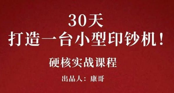 康哥30天打造一台小型印钞机：躺赚30万的项目完整复盘（视频教程）