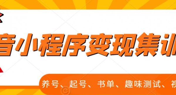 抖音小程序变现集训课，养号、起号、书单、趣味测试、视频剪辑，全套流程