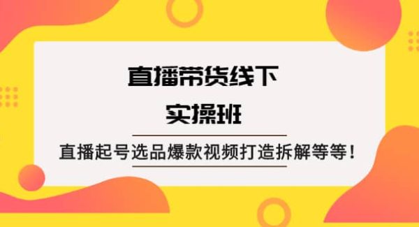 直播带货线下实操班：直播起号选品爆款视频打造拆解等等