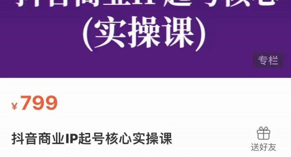 抖音商业IP起号核心实操课，带你玩转算法，流量，内容，架构，变现