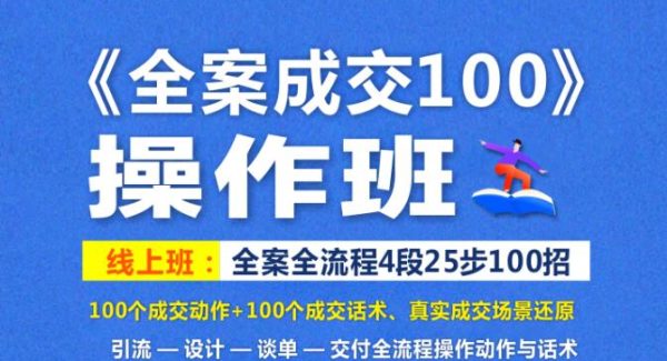 《全案成交100》全案全流程4段25步100招，操作班