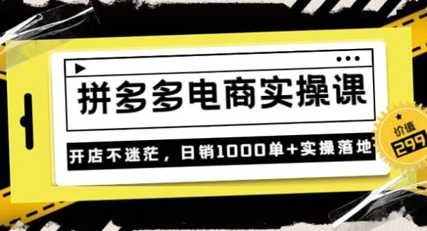 不灭《拼多多电商实操课》开店不迷茫，日销1000单 实操落地（价值299元）