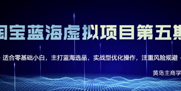 黄岛主淘宝虚拟无货源3.0 4.0 5.0，适合零基础小白，主打蓝海选品，实战型优化操作