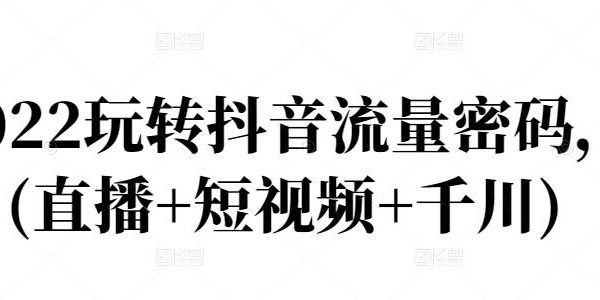 2022玩转抖音流量密码，(直播 短视频 千川)