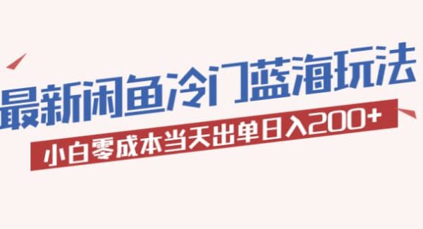 2023最新闲鱼冷门蓝海玩法，小白零成本当天出单日入200