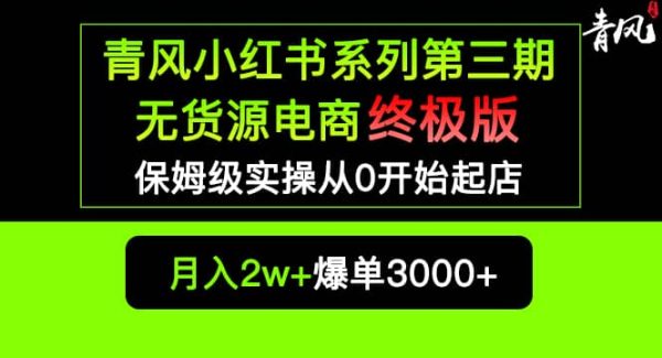 小红书无货源电商爆单终极版【视频教程 实战手册】保姆级实操从0起店爆单