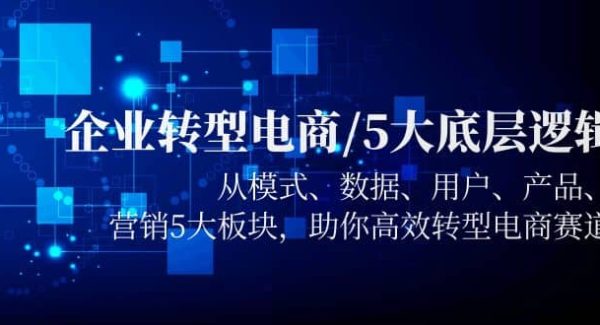 企业转型电商/5大底层逻辑，从模式 数据 用户 产品 营销5大板块，高效转型