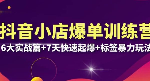 抖音小店爆单训练营VIP线下课：6大实战篇 7天快速起爆 标签暴力玩法(32节)