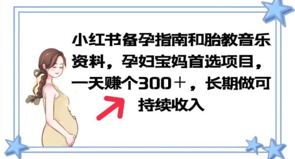 小红书备孕指南和胎教音乐资料 孕妇宝妈首选项目 一天赚个300＋长期可做