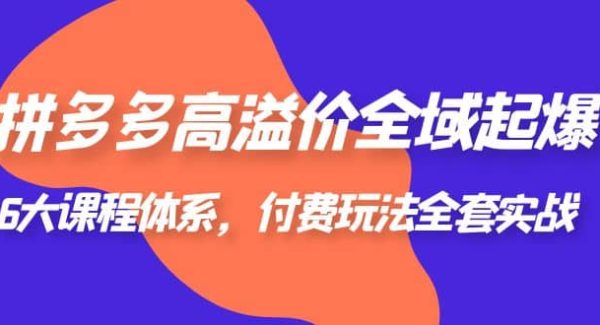 拼多多-高溢价 全域 起爆，6大课程体系，付费玩法全套实战