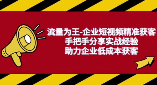 流量为王-企业 短视频精准获客，手把手分享实战经验，助力企业低成本获客