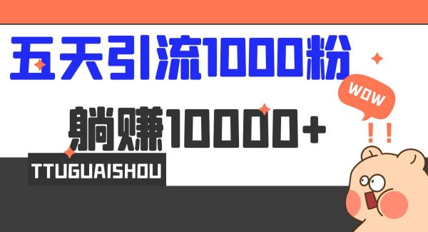 5天引流1000 ，赚了1w