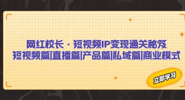 网红校长·短视频IP变现通关秘笈：短视频篇 直播篇 产品篇 私域篇 商业模式