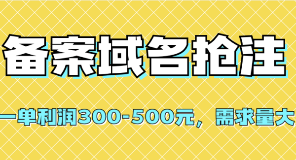 【全网首发】备案域名抢注，一单利润300-500元，需求量大