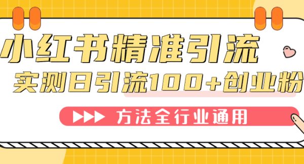 小红书精准引流创业粉，微信每天被动100 好友