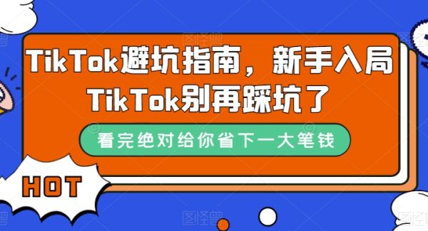 TikTok·避坑指南，新手入局Tk别再踩坑了（10节课）