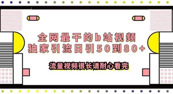 全网最干的b站视频独家引流日引50到80 流量视频很长请耐心看完