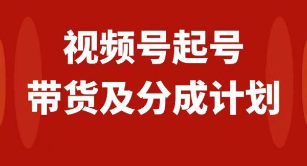 视频号快速起号，分成计划及带货，0-1起盘、运营、变现玩法，日入1000