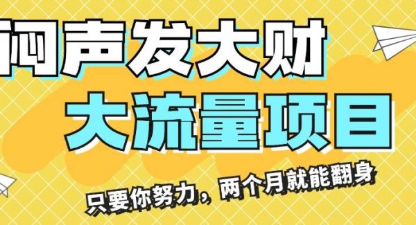 闷声发大财，大流量项目，月收益过3万，只要你努力，两个月就能翻身