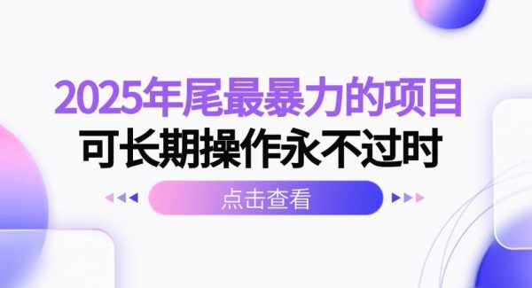 （16316期）2025年尾最暴力的项目可长期操作永不过时