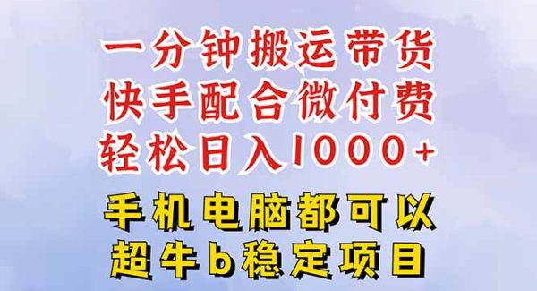 （16285期）快手黑科技一分钟搬运带货，一刀不剪过原创，微付费投流玩法，轻松日入…