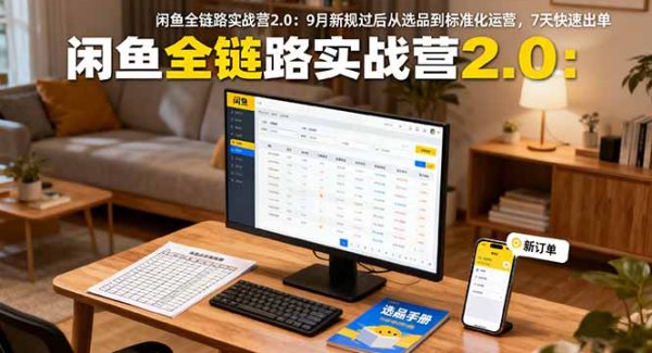 （16263期）闲鱼全链路实战营2.0：9月新规过后从选品到标准化运营，7天快速出单