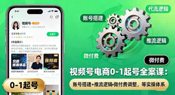 （16262期）视频号电商0-1起号全案课：账号搭建+推流逻辑+微付费调整，等实操体系