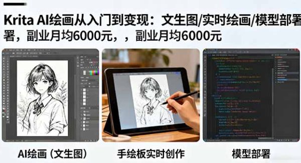 （16222期）Krita AI绘画从入门到变现：文生图/实时绘画/模型部署，副业月均6000元