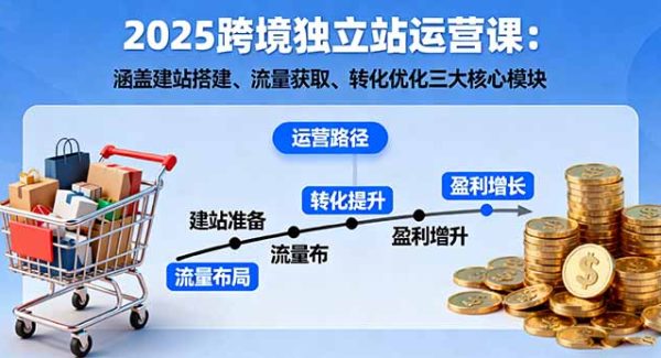 (16211期)2025跨境独立站运营课:涵盖建站搭建、流量获取、转化优化三大核心模块