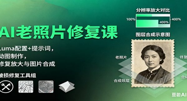 AI老照片修复课：Luma配置+提示词，动图制作，修复放大与图片合成