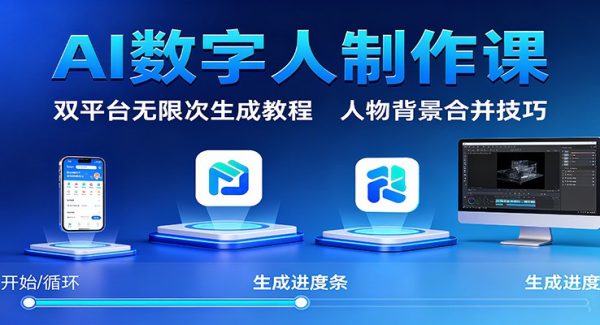AI数字人制作课：双平台无限次生成教程，人物背景合并技巧