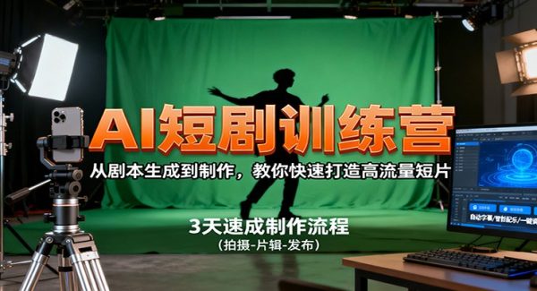 AI短剧训练营，从剧本生成到制作，教你快速打造高流量短片